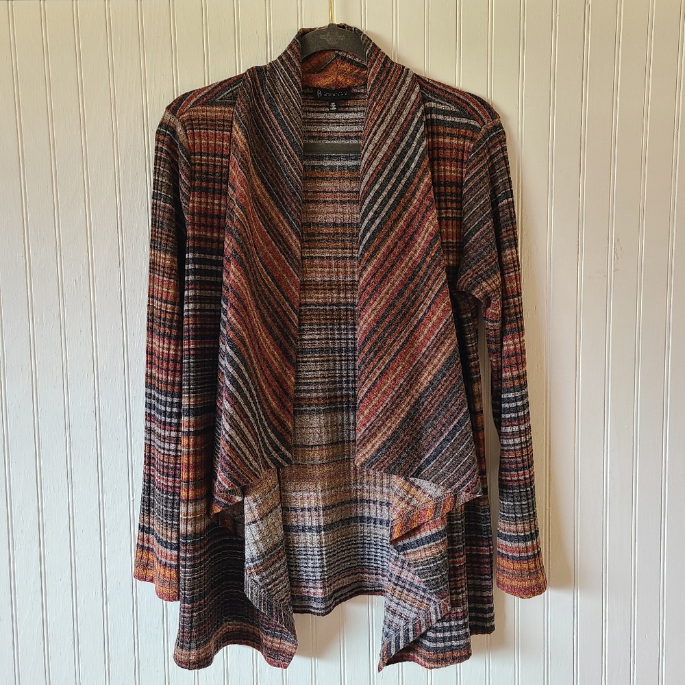 Bobeau Striped Wallace Cardigan, Size Medium